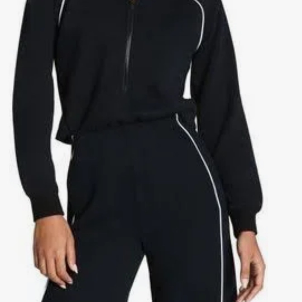 Women's Spanx Black High-Waist Track Pants with Contrast Piping